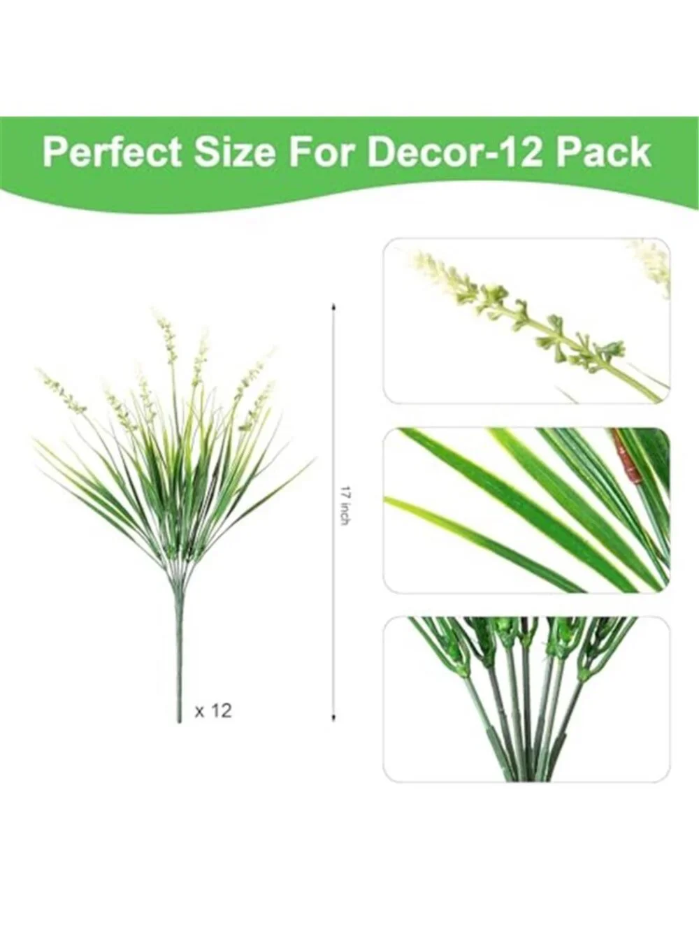 Artificial Faux Monkey Grass Plants 12pc Outdoor Garden Decor Realistic White